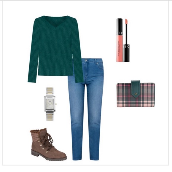 NINE WEST RIBBED V-NECK SWEATER - Picture 7 of 7